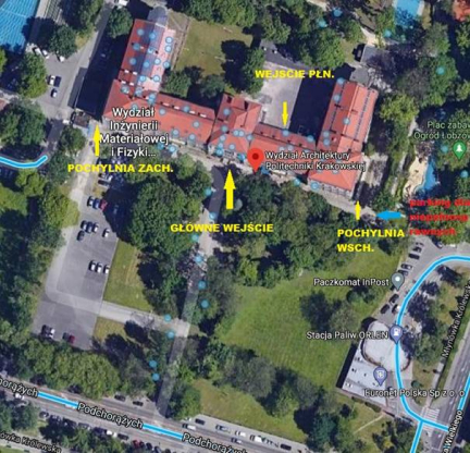 Pałac w Łobzowie – budynek 11-1 Wydział Architektury oraz Wydział Materiałoznawstwa i Fizyki, Fot. Google.pl